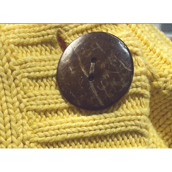 Chico's 0 Sz S Yellow 100% Cotton Chunky Cardigan Sweater Womens - Picture 4 of 6